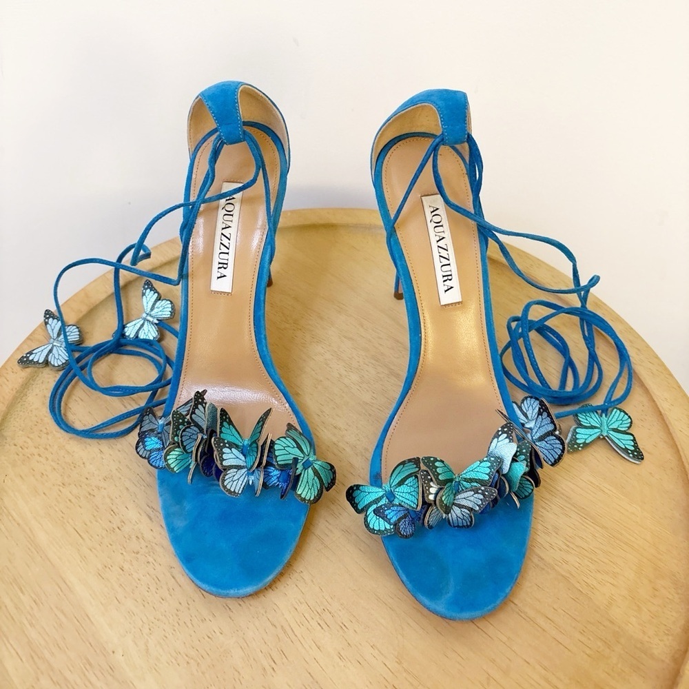 Aquazzura Papillon Butterfly 105 Suede Heels - Picture 5 of 11
